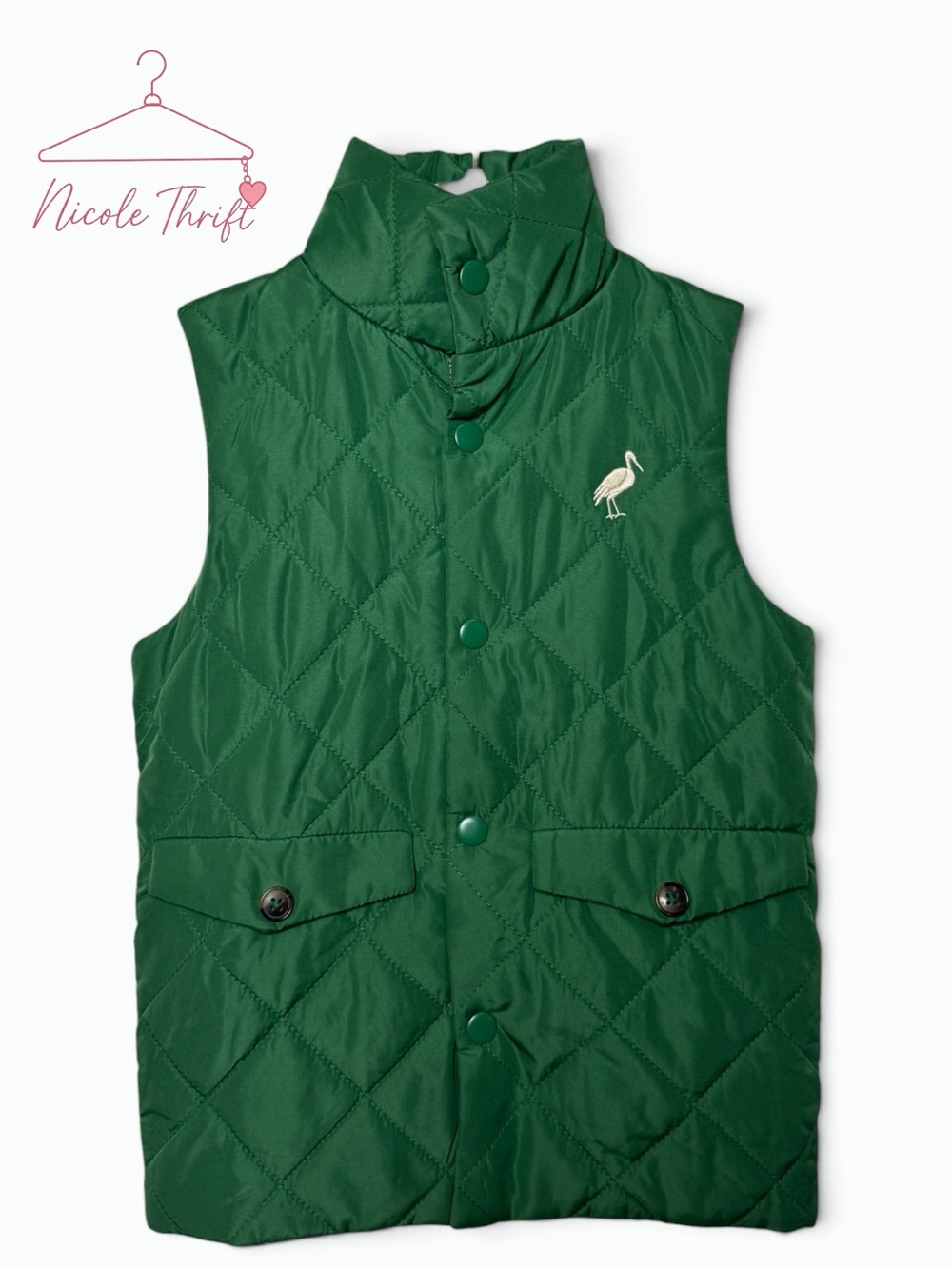 The Beaufort Bonnet Company Boys Green Quilted Vest Size 5